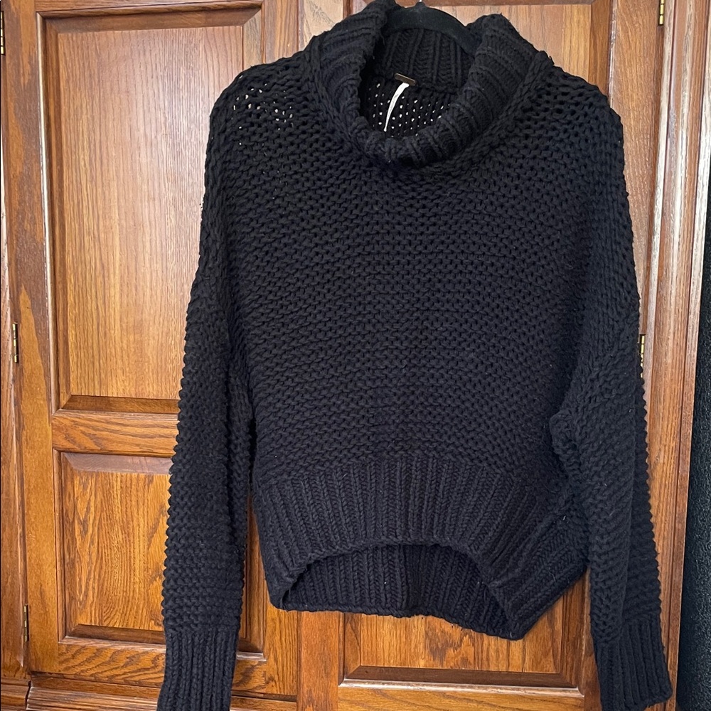 Free People Black Cowl Neck Sweater